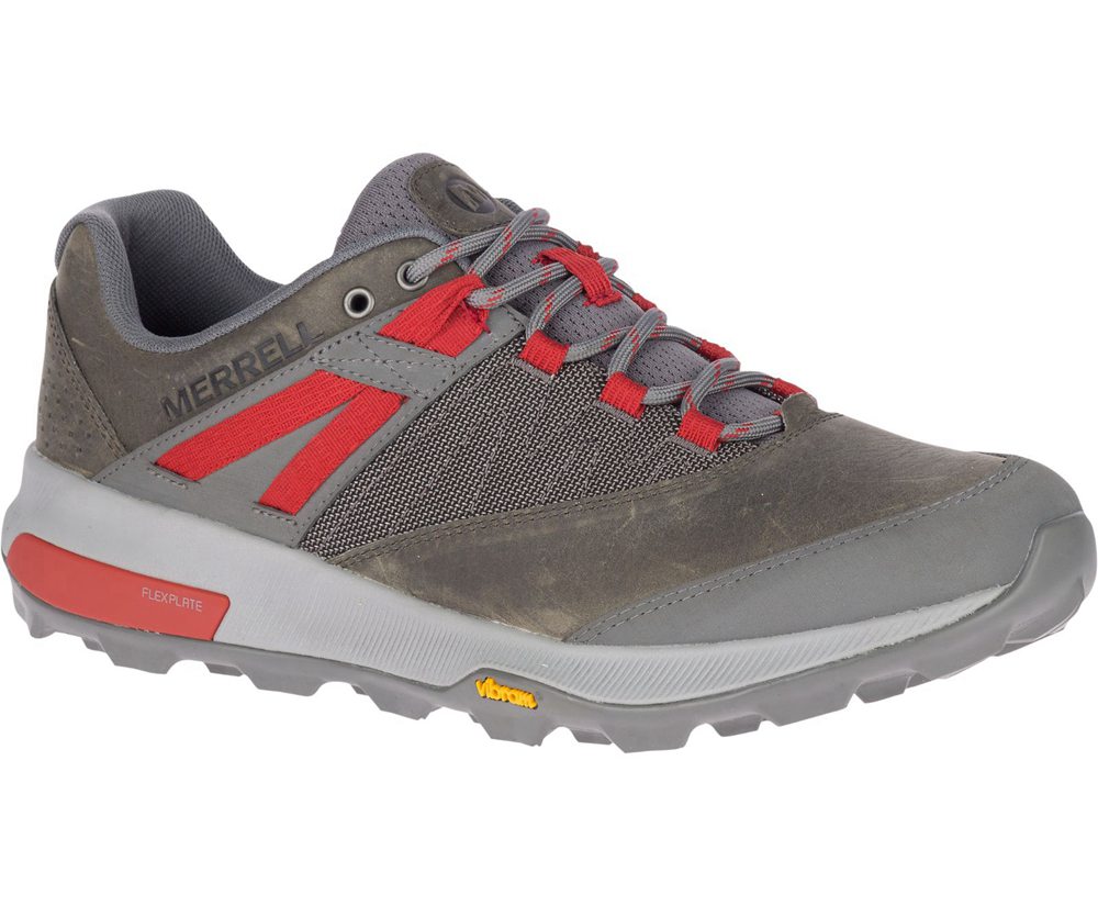 Merrell Hiking Shoes Grey/Red - Zion - Mens 43PYVWAZT